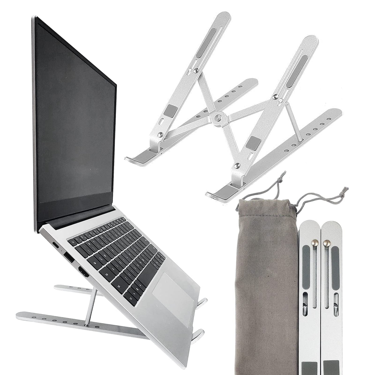 YIKUROOS Laptop Stand, Laptop Stand for Desk, Adjustable Ergonomic Portable Aluminum Laptop Stand, 7 Angle Anti-Slip Computer Stand