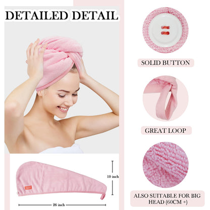 YoulerTex Microfiber Hair Towel Wrap for Women, 2 Pack 10 inch X 26 inch, Super Absorbent Quick Dry Hair Turban For Drying Curly, Long & Thick Hair