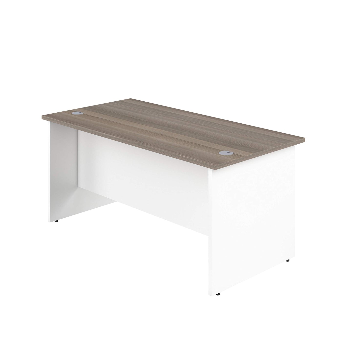 Office Hippo Heavy Duty Rectangular Office Desk with Panel Ends, 120 x 60 x 73 cm, White Legs, Grey Oak Top