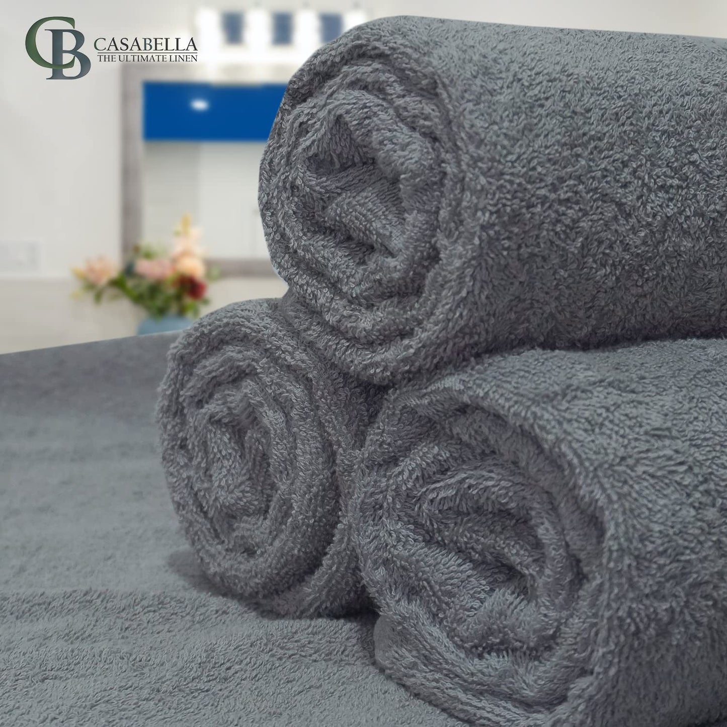 Casabella Luxury Pack Of 4 Bath Sheet 100% Egyptian Cotton Super Soft towel_Silver