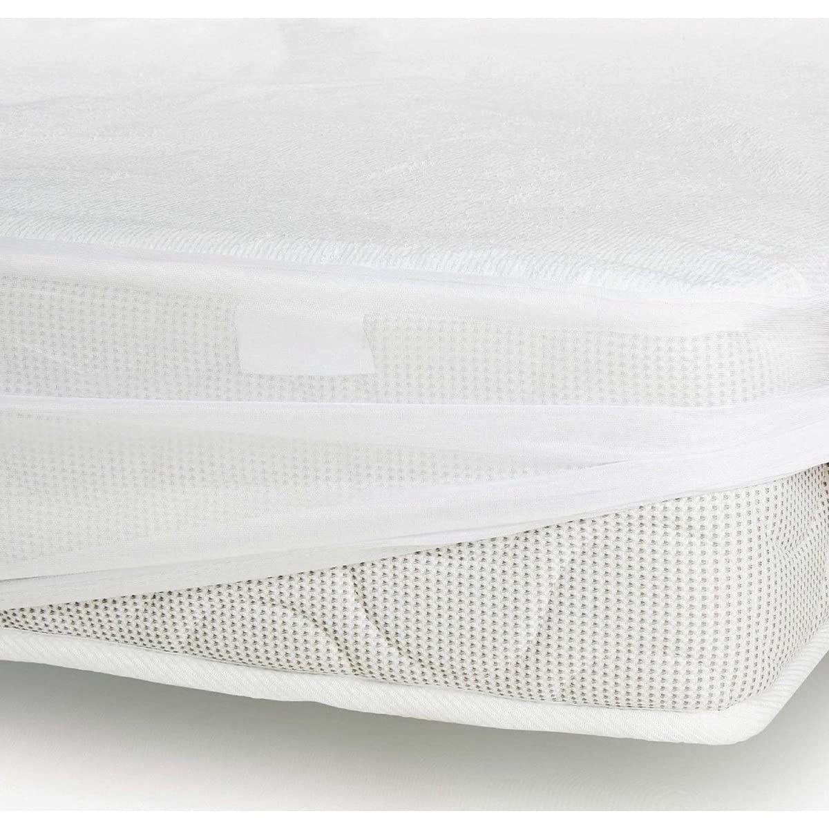 ROUPILLON Home Passion 100% Cotton Fleece Mattress Protector, 160 x 200 + 25 cm, Size: