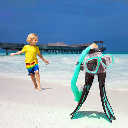 Kids Mask Snorkeling Set with Fins Anti Leak Snorkeling Gear for Kids with Adjustable Flippers, Youth Junior Full Dry Snorkel Set Swimming Goggles