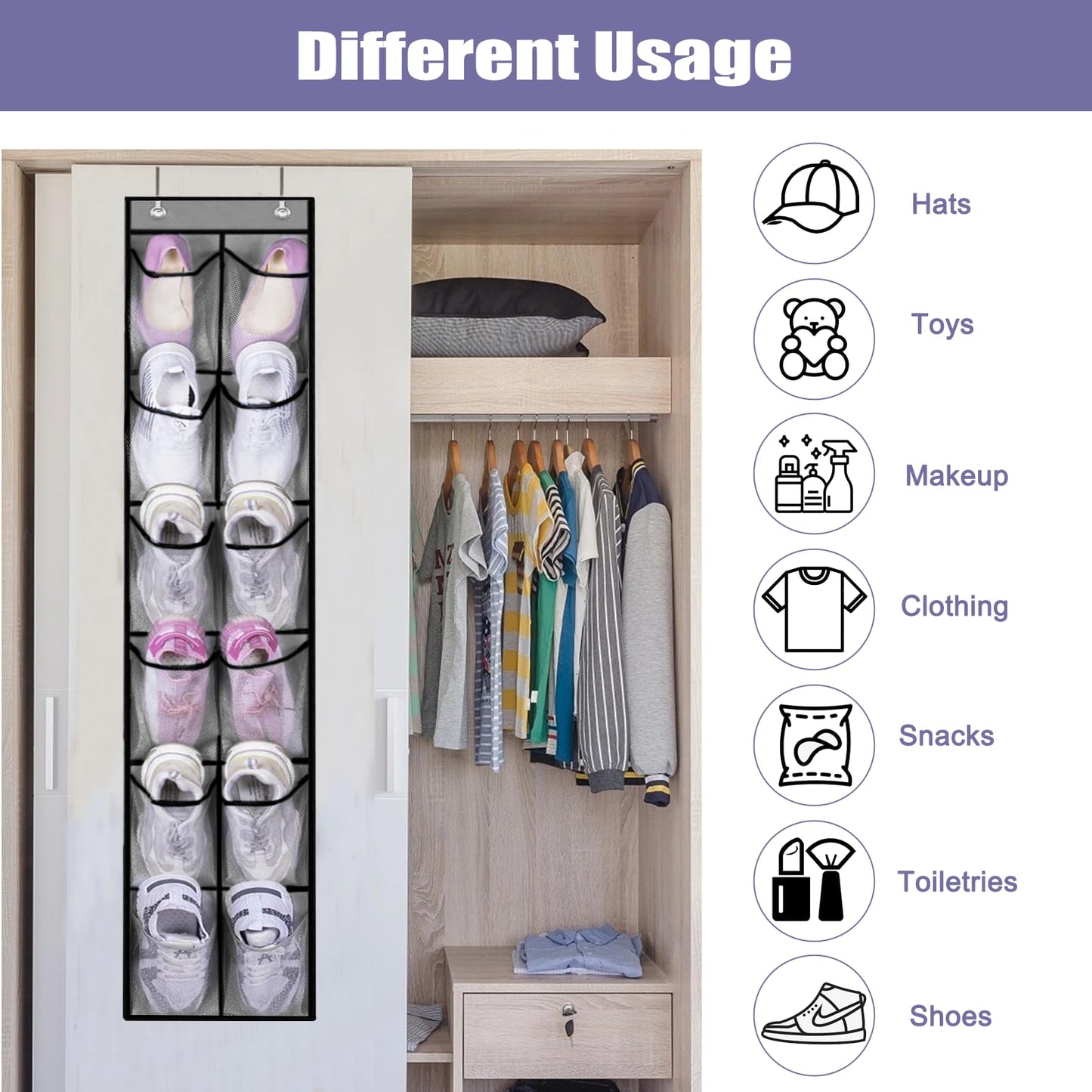 Newthinking Over Door Shoe Storage, Hanging Shoe Storage with 12 Pockets