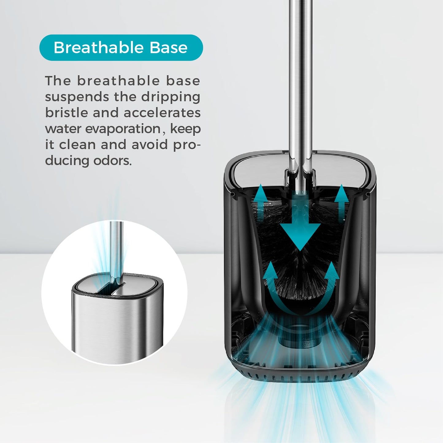 Toilet Brush and Holder Set Toilet Bowl Brush Stainless Steel Automatic Toilet Bowl Cleaner Brush with Durable Bristle Head Toilet Cleaning Brush for