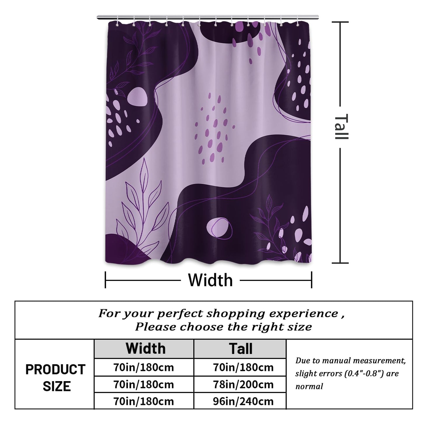 LanZanthic Purple Shower Curtains for Bathroom Dark Light Purple Lavender Modern Wet Room Shower Curtain with hooks, Mould Proof Resistant