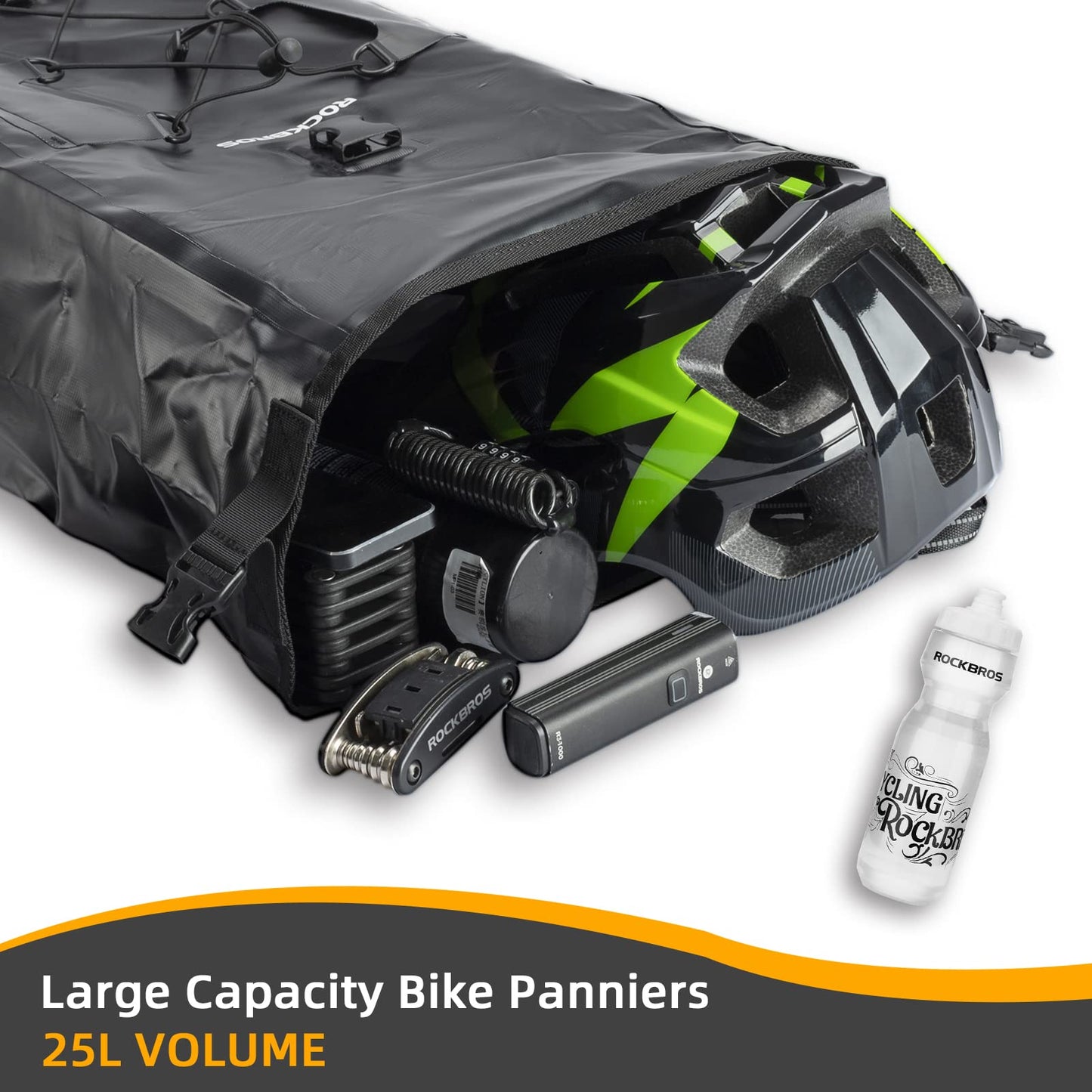 ROCKBROS Bike Pannier Bag 25L-32L 100% Waterproof Rear Rack Bike Bag Bicycle Bag for Rear Carrier Bike Handbag for Cycling Touring Travelling