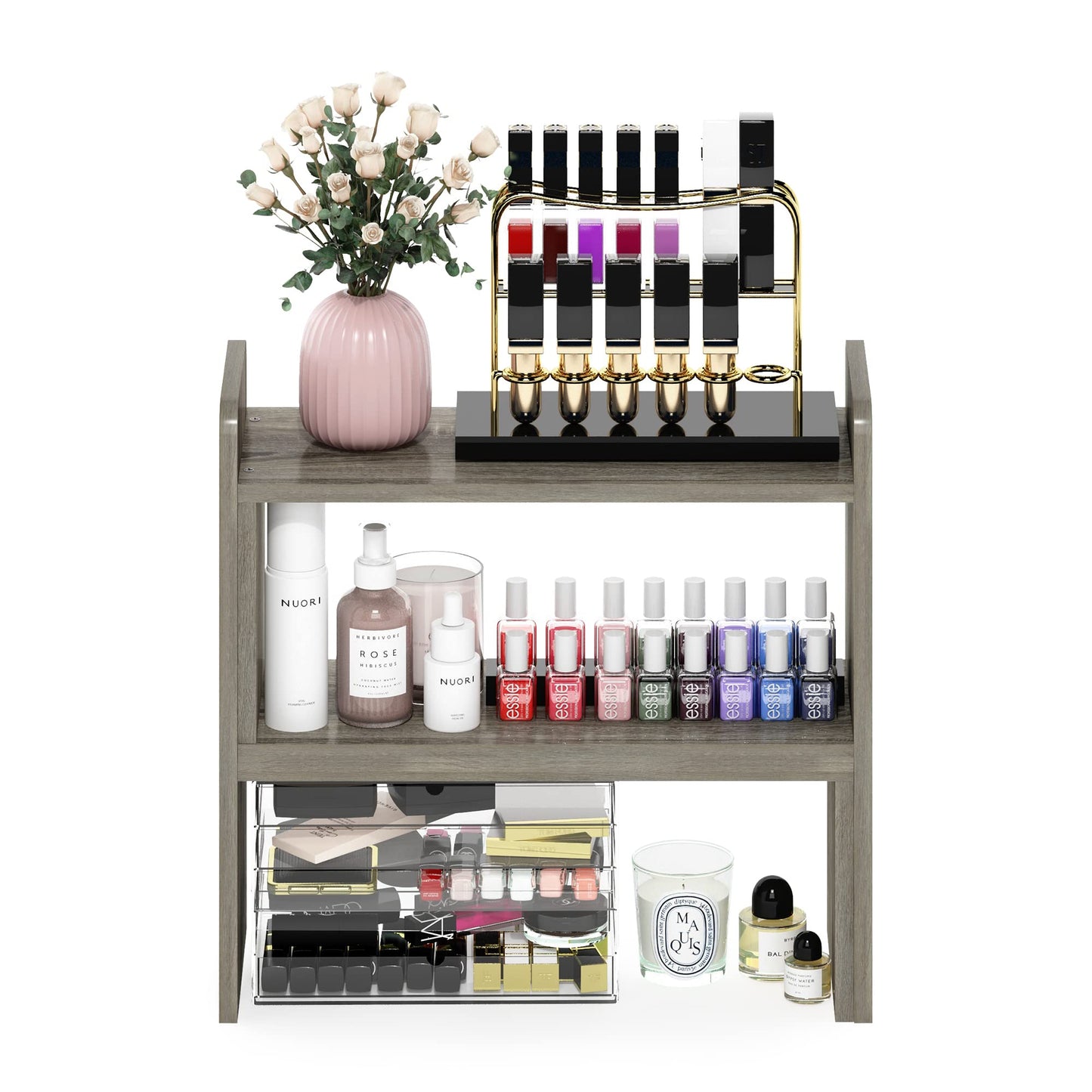 Furinno Desk Top Organizer Bookshelf, Engineered Wood, French Oak, 17.02 (D) x 60.2 (W) x 39.8 (H) cm