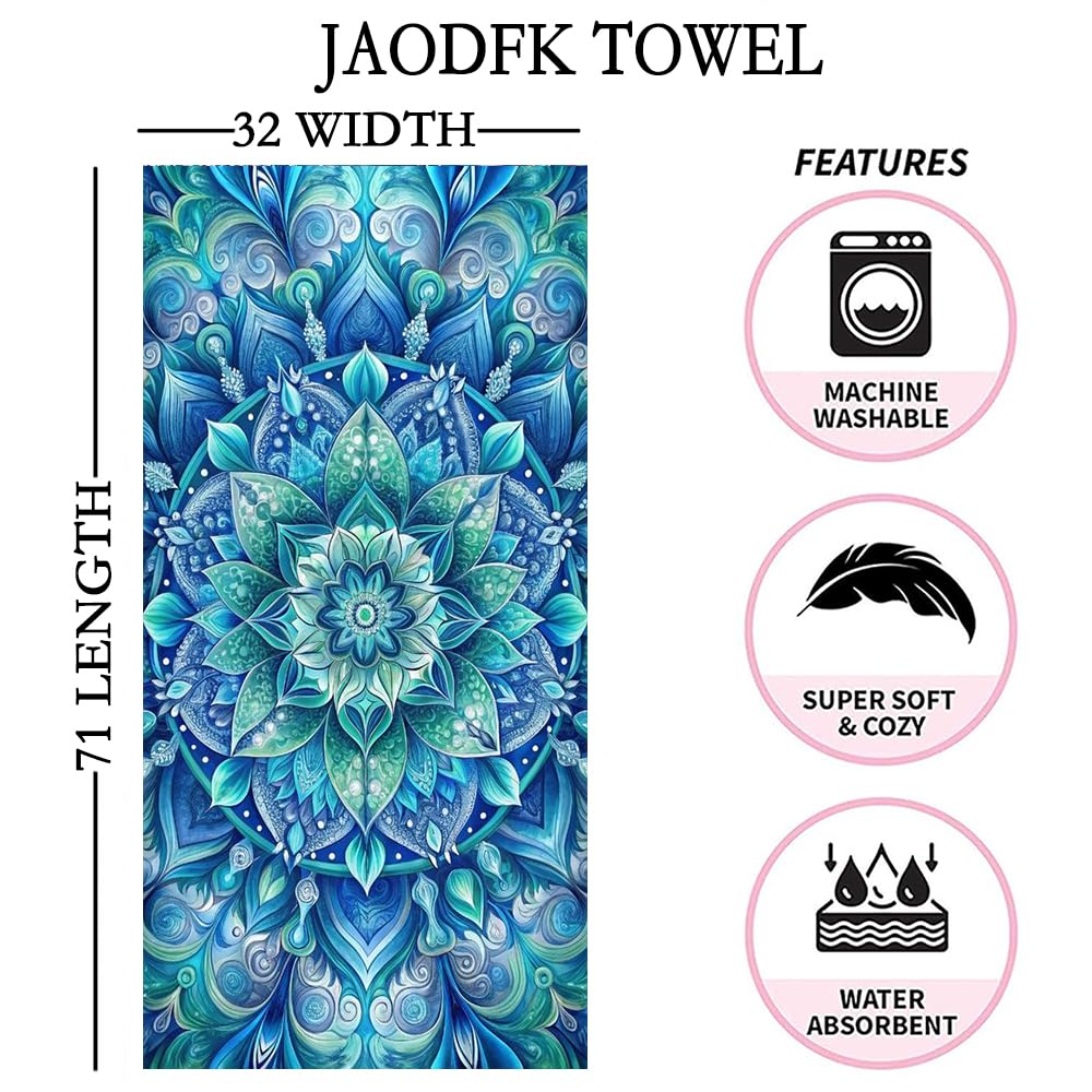 4 Pcs Microfibre Beach Towel 71"X32" Quick Dry Mandela Lightweight Sand Free Extra Large Thin Towels Travel Essentials For Adults Womens Swim Bath
