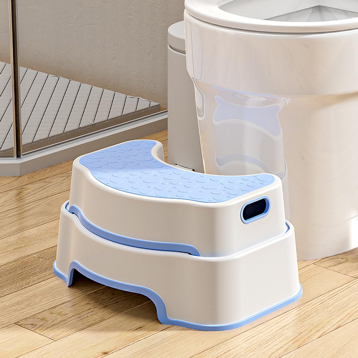 Coxyzoxy 2-in-1 Toilet Stool Squat Adult and Kids Step Stool, Anti-slip Double Toilet Step for Bathroom