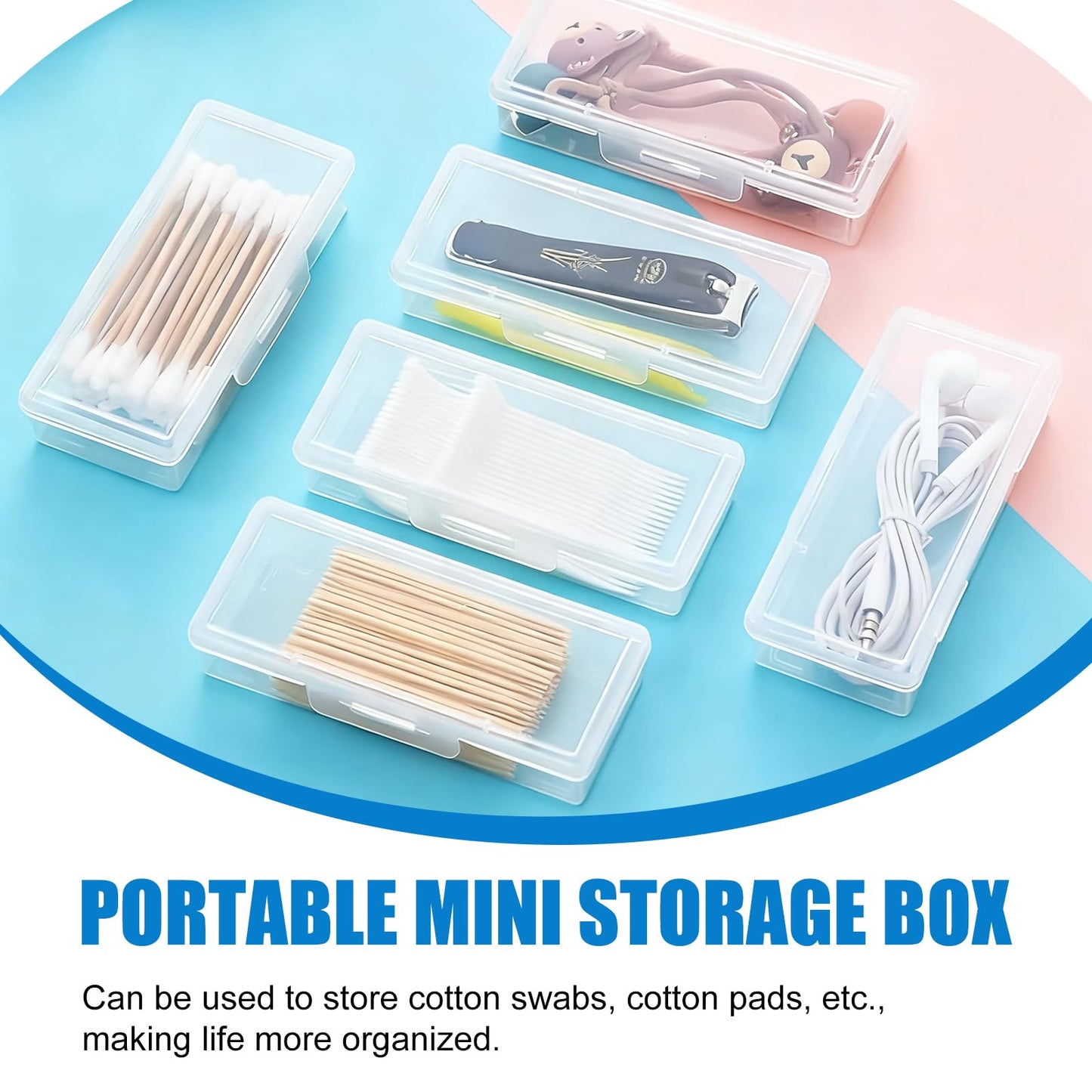 4PCS Transparent Cotton Swab Holder for Travel, Portable Refillable Plastic Storage Box with Lid - Dustproof Dispenser for Cotton Buds, Toothpicks