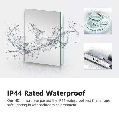 EMKE 450 X 600 mm Illuminated Backlit LED Bathroom Mirror, Wall Mounted Multifunction Bathroom Vanity Mirror with Lights and Demister Pad,