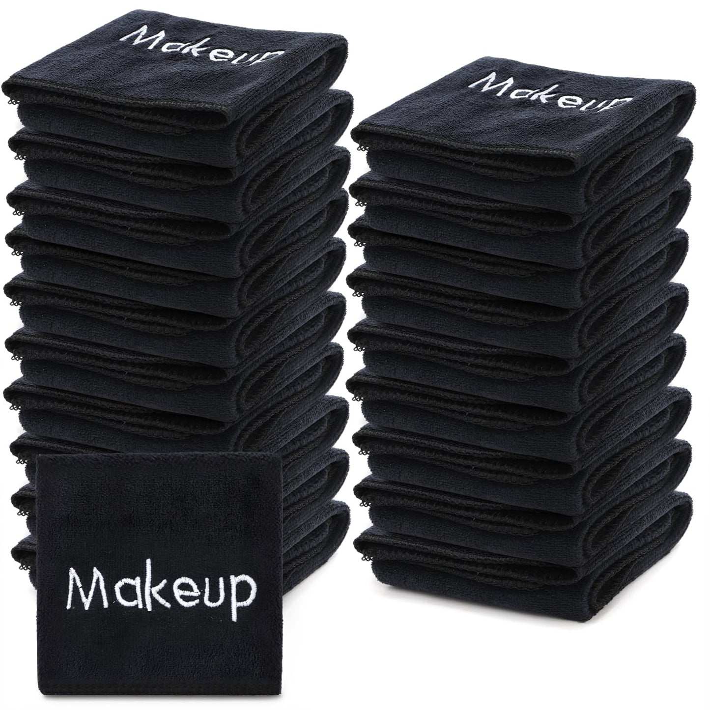 DEAYOU 20 Pack Makeup Towels Black, Soft Microfiber Washcloths for Face, 13" x 13" Quick Dry Makeup Remover Cloth