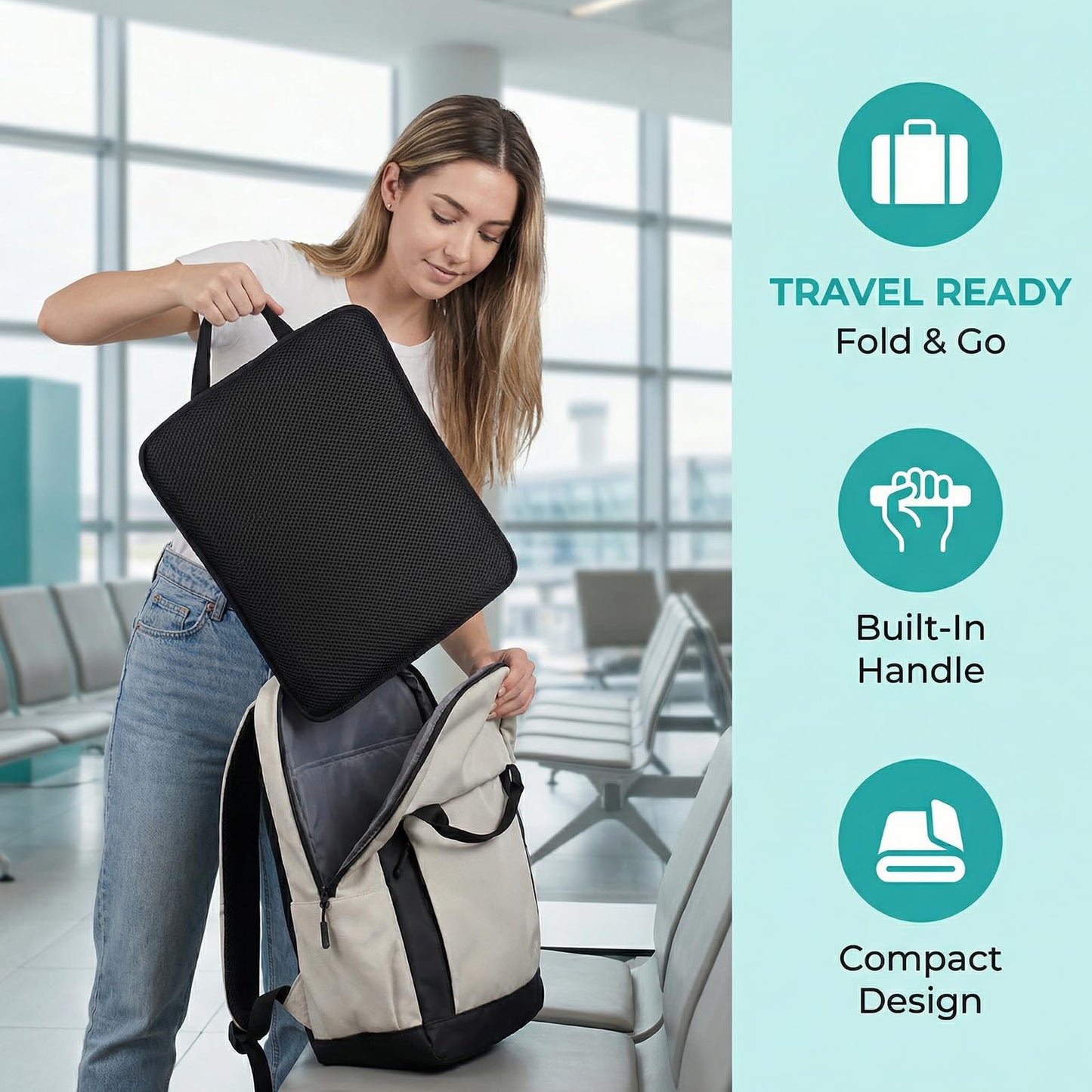 FooYee Gel Seat Cushion Foldable, Honeycomb Seat Cushion, Portable Sitting Pad, Non slip Breathable Gel Cushions for Chairs, Wheelchair, Office Chair