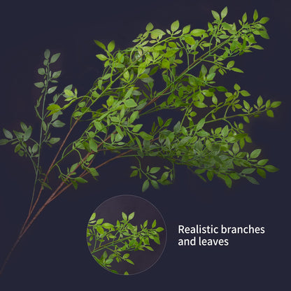 Melorca&Guilla Artificial Plants,4PCS 43.3" Green Nandina Faux Branches for Vase,Artificial Plants for Shop Garden Office Home Dcor