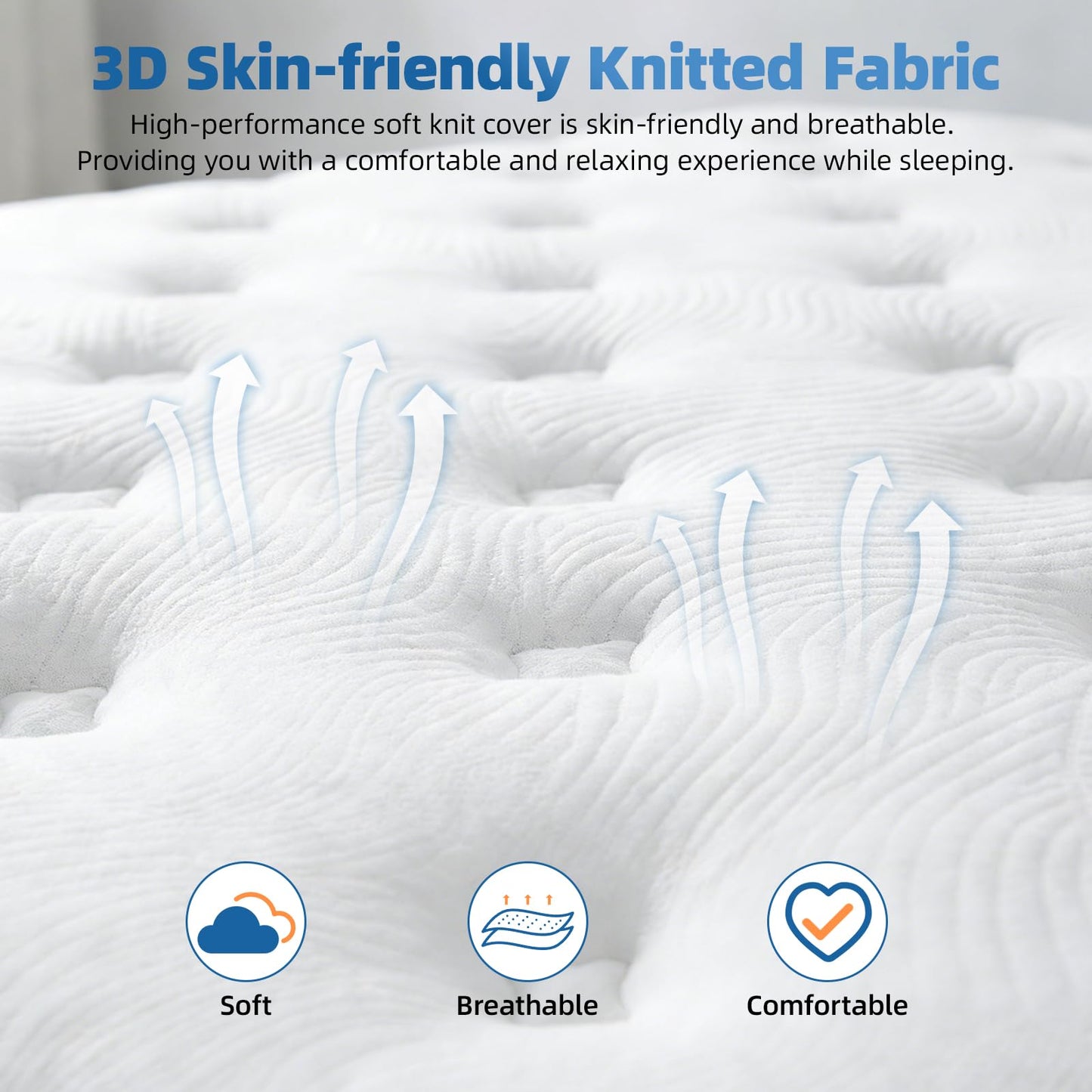 Lavfine King Size Mattress - 5FT, 10 Inch Memory Foam with Pocket Spring Hybrid, Medium Support, Motion Isolation, Breathable Soft Fabric