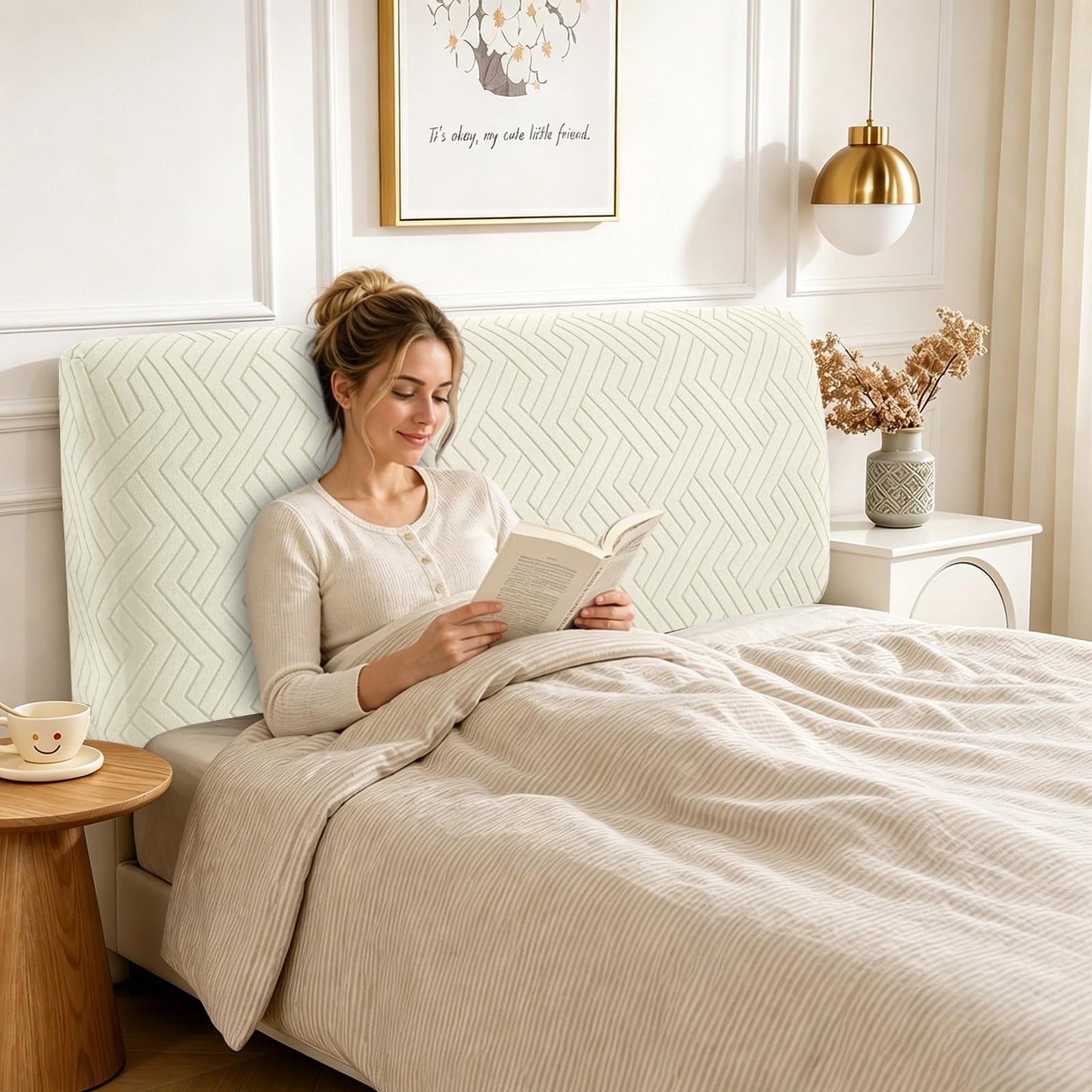 CYCMACO Elastic Headboard Cover, Double/Single Bed Headboard, Removable and Washable Dust Cover, Durable, Universal Headboard Cover Dustproof