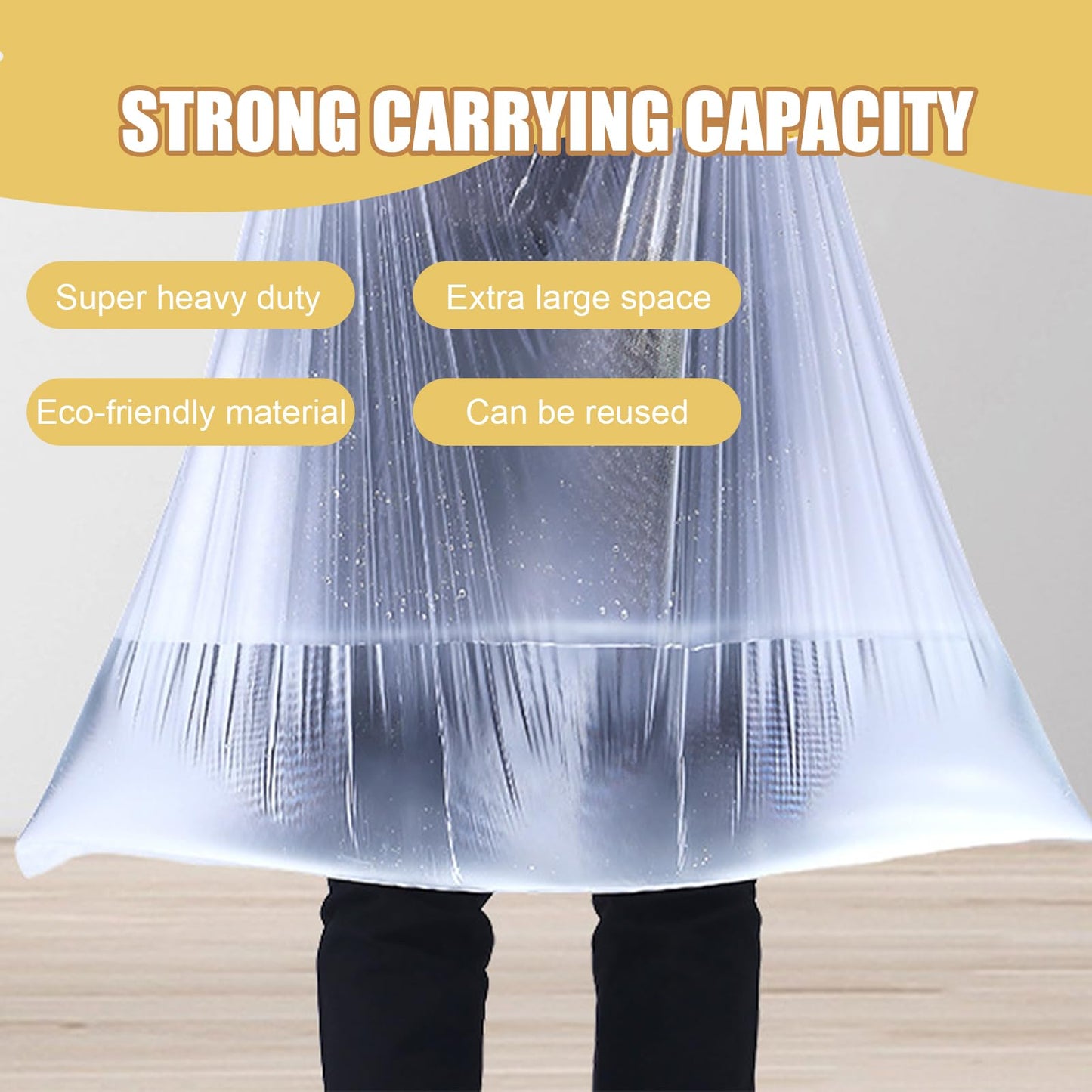8 Pcs Extra Large Plastic Bags, 135 * 150cm Suitcase Storage Bag, Heavy Extra Large Clear Storage Bags, Clear Plastic Bag for Kitchen, Bathroom