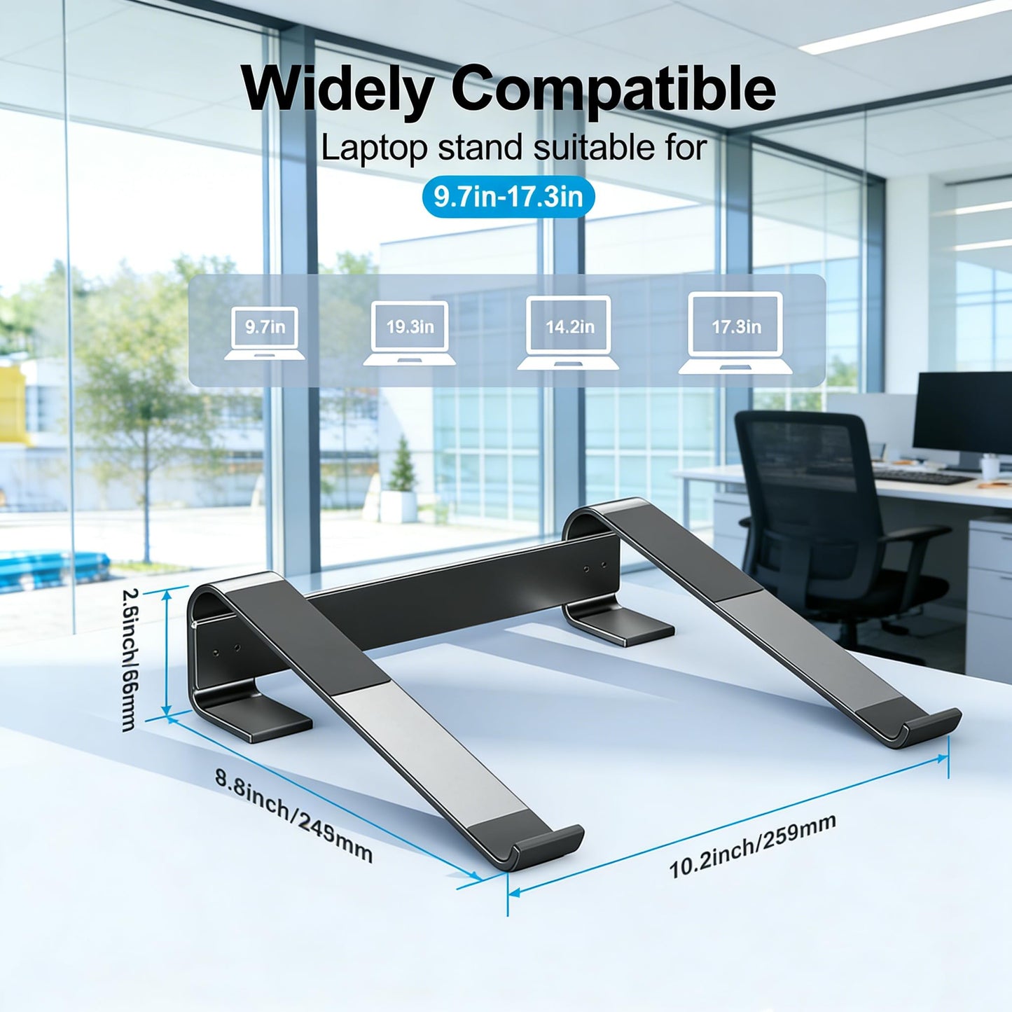 JOOF Aluminum Laptop Stand, Portable Cooling Stand, Ergonomic Laptop Holder for Desk (Non-Slip), Compatible with MacBook Air, Pro, Dell, HP, Lenovo