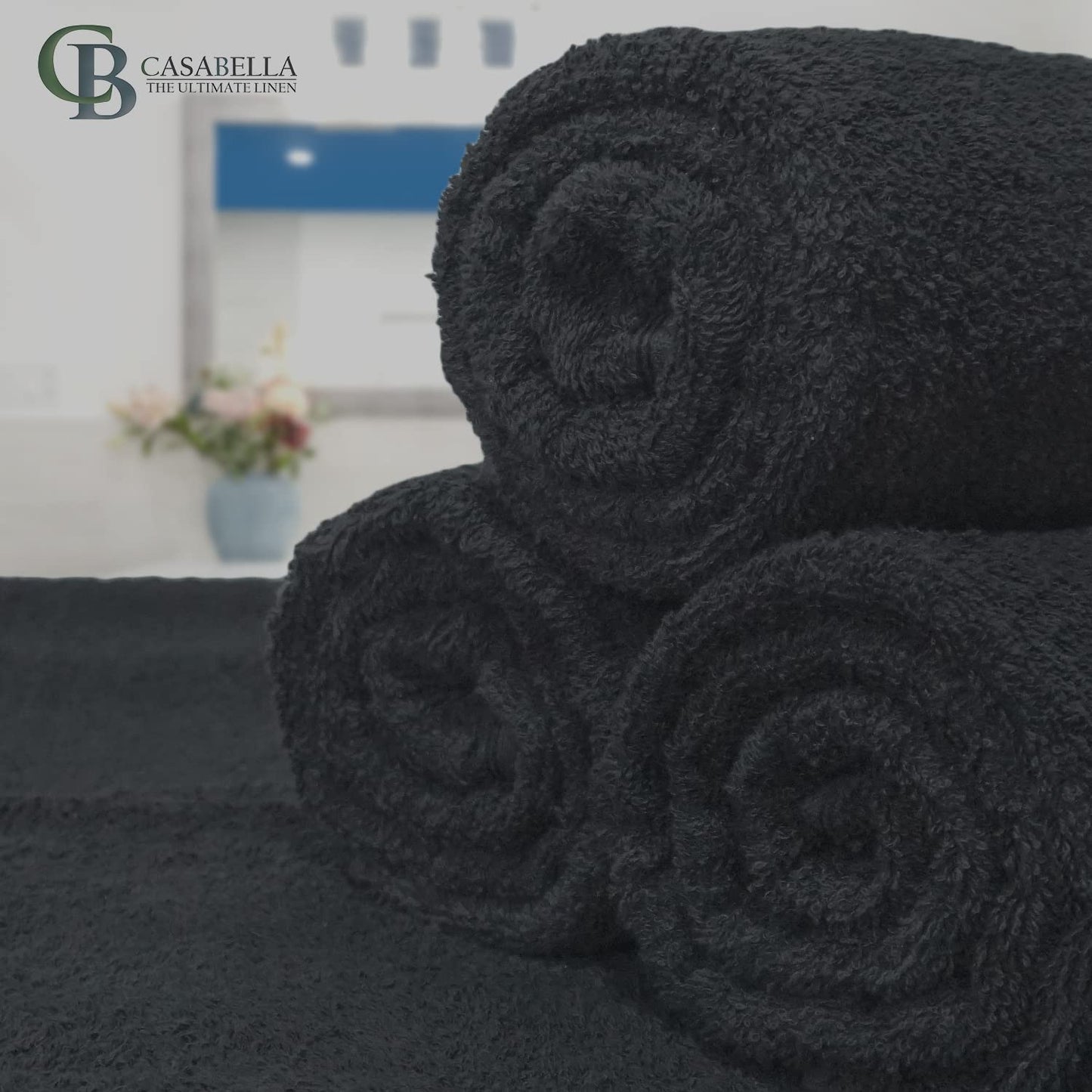 Casabella Luxury Pack Of 4 Bath Sheet 100% Egyptian Cotton Super Soft towel_Black