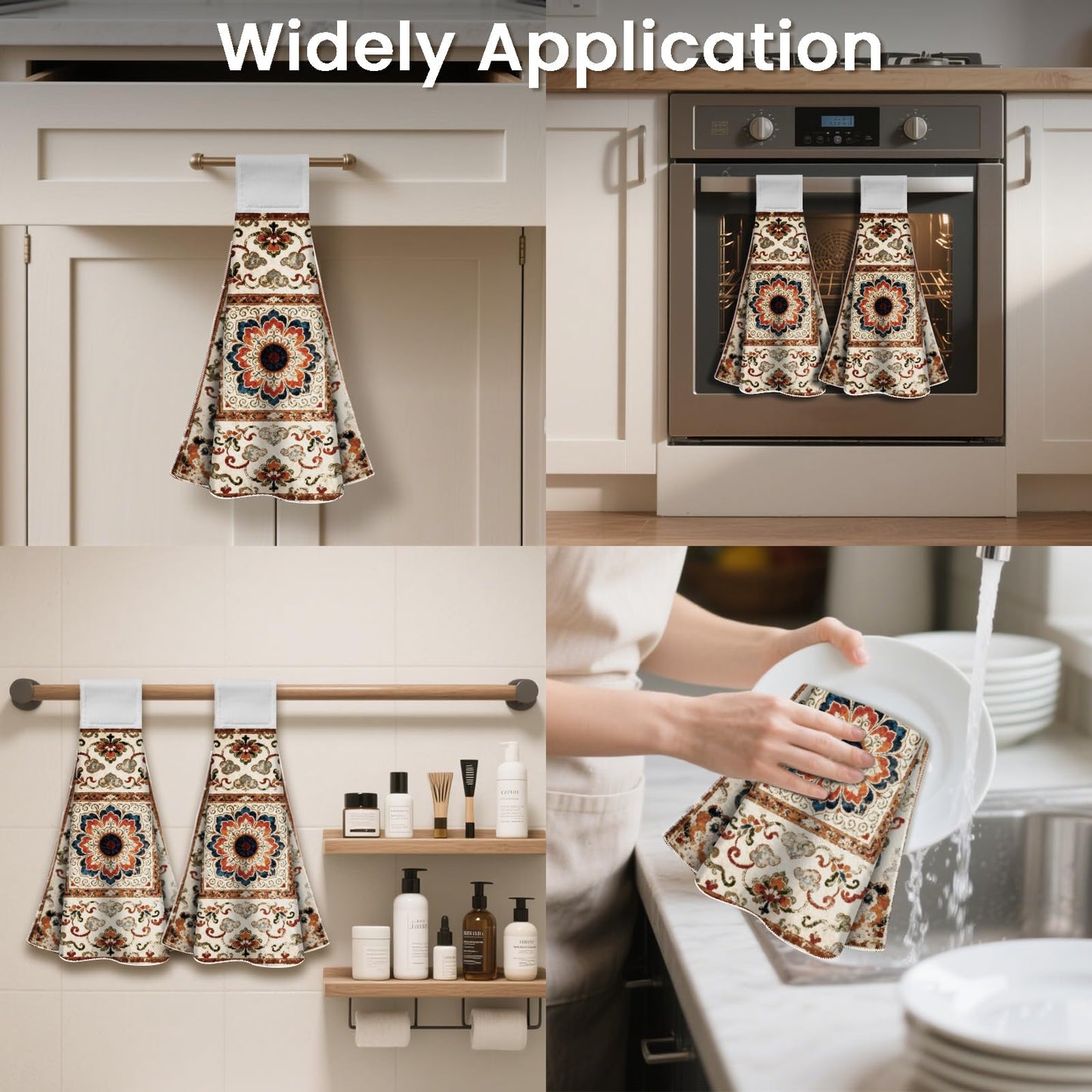 CUTHOLLOW 2 Pcs Turkish Style Hanging Kitchen Towels with Loop