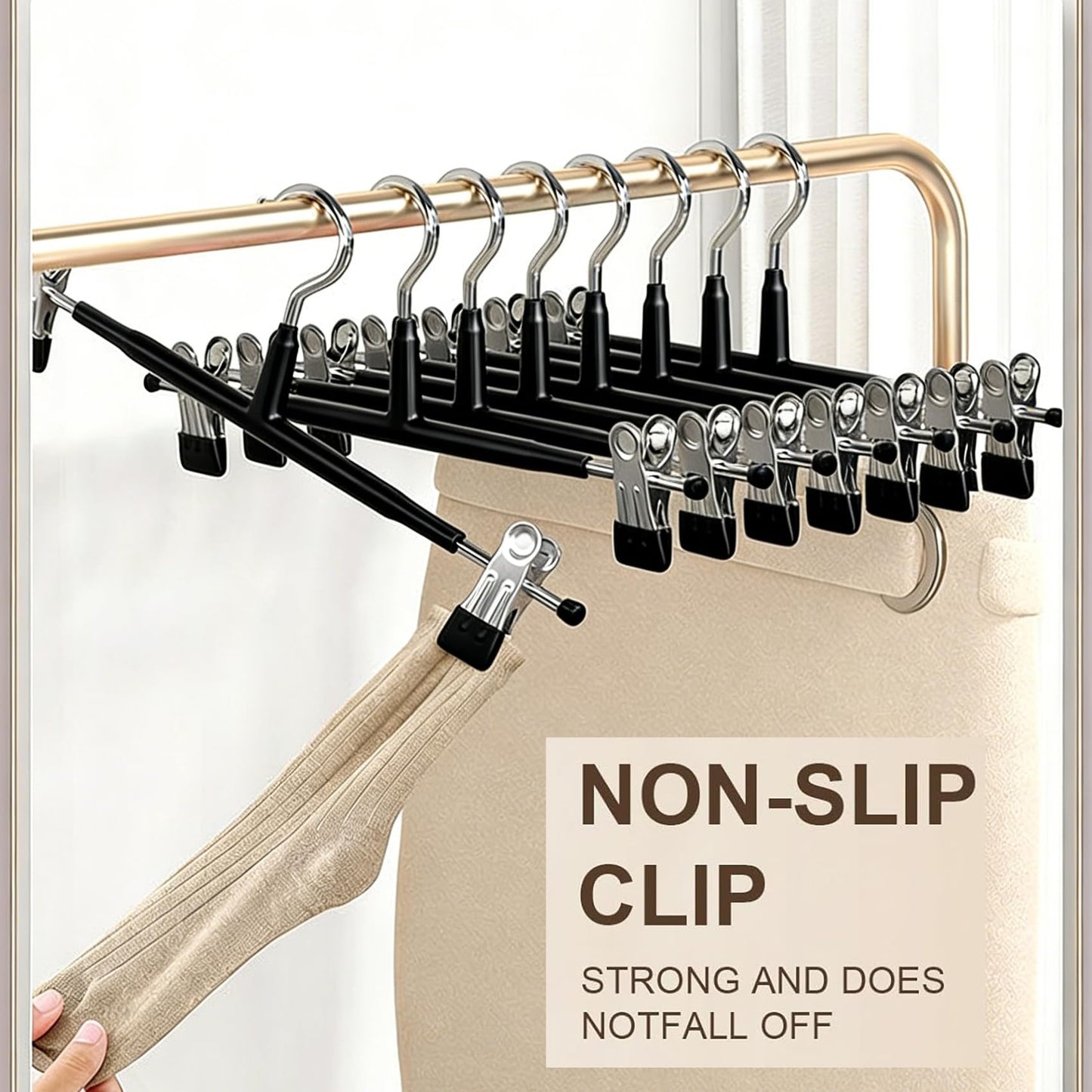30 Pack Trouser Hanger, 30cm Pants Hangers Space Saving Skirt Hangers with Adjustable Clips,Heavy Duty Clothes Coat Garment Jeans Hangers