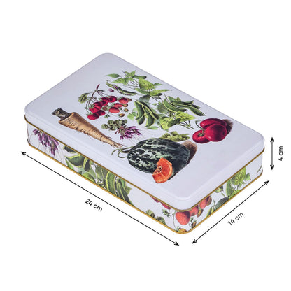 NOTIQUE Tin Metal Tin with Lid, Nostalgic Art Tin Box, Biscuit Tin, Storage Jar for Small Items - Collection Herbarium Harvest