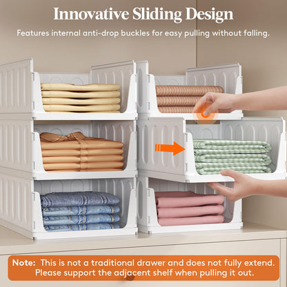 Lifewit 8 Pack Wardrobe Storage Organiser Stackable Boxes 41 cm Depth