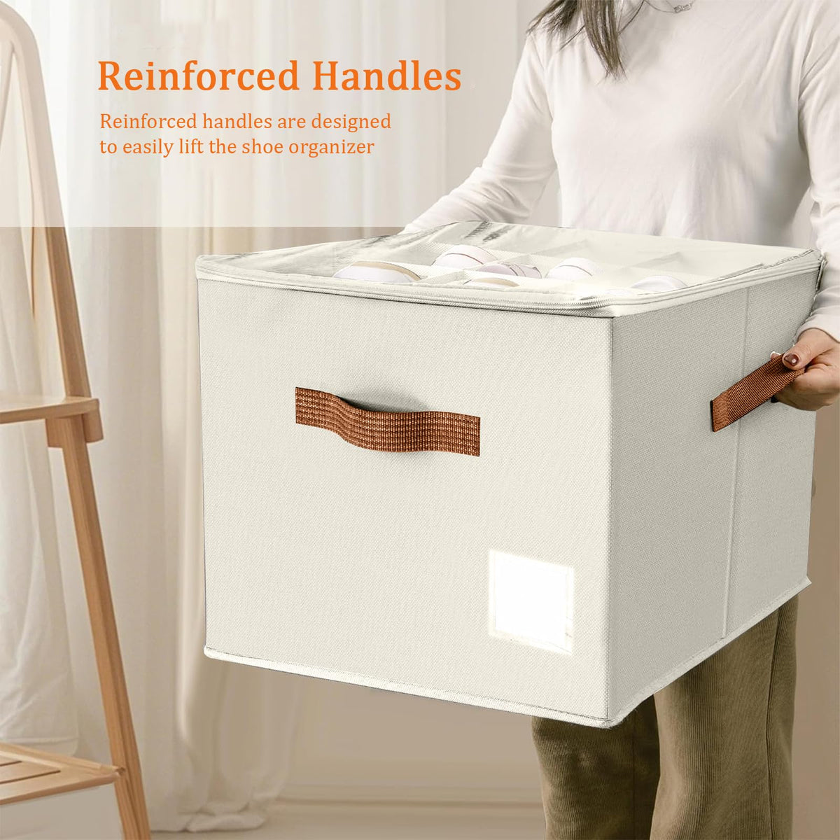 SYEXDZON Shoe Organiser, Foldable Shoe Storage Box for Closet