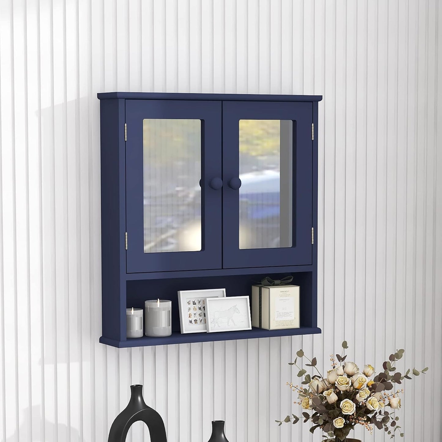 UYIHOME Mirror Cabinet, Bathroom Cabinet, Mirror Cabinet, Bathroom Cabinet, Hanging Wall Cabinet, Bathroom