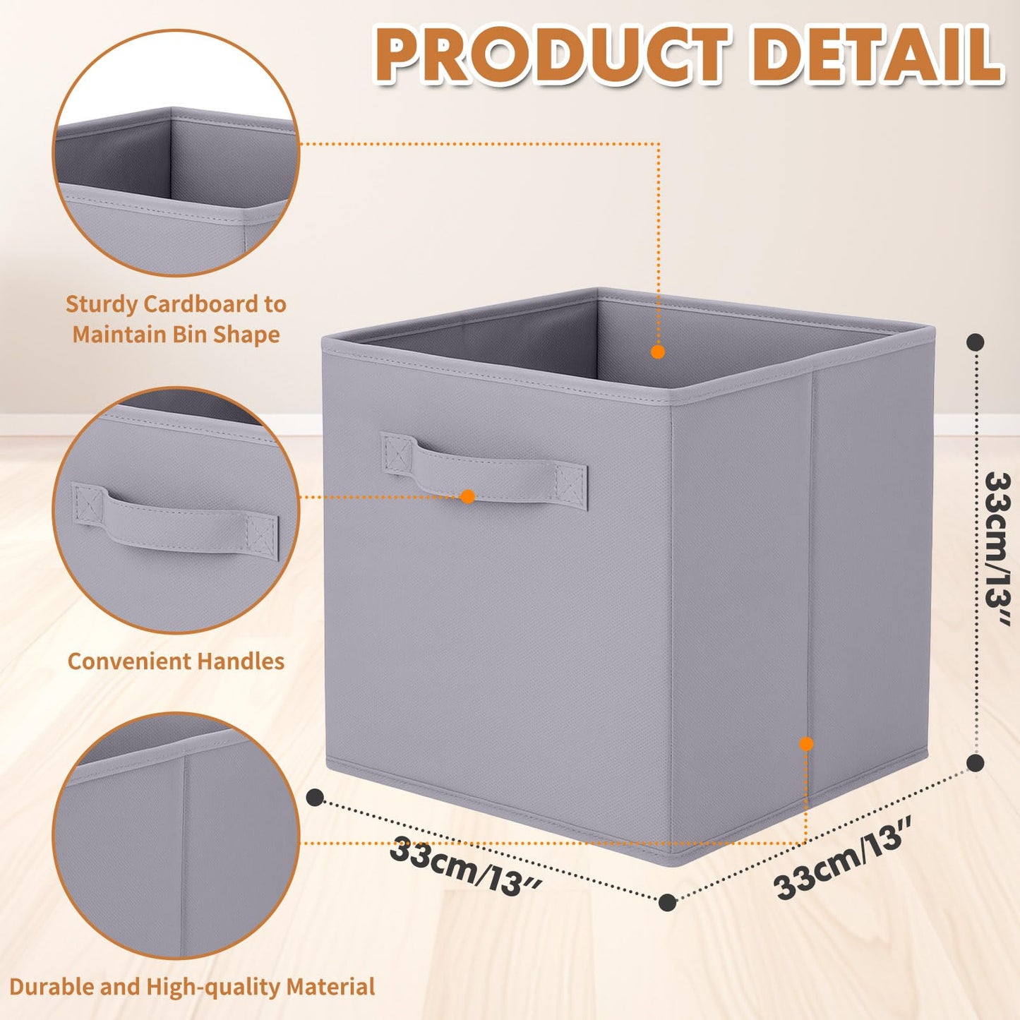 Pinkgarden Storage Box, Collapsible Fabric Storage Cube with Handles for Home, Kids Room, Closet and Toy Organization,Pack of 4, 33 x 33 x 33 cm