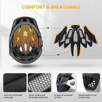 ROCKBROS Kids Helmet Toddlers Bike Helmet Full Face for Baby Child Youth BMX MTB Scooter Roller Skating Skateboard Adjustable Breathable Safety Crash
