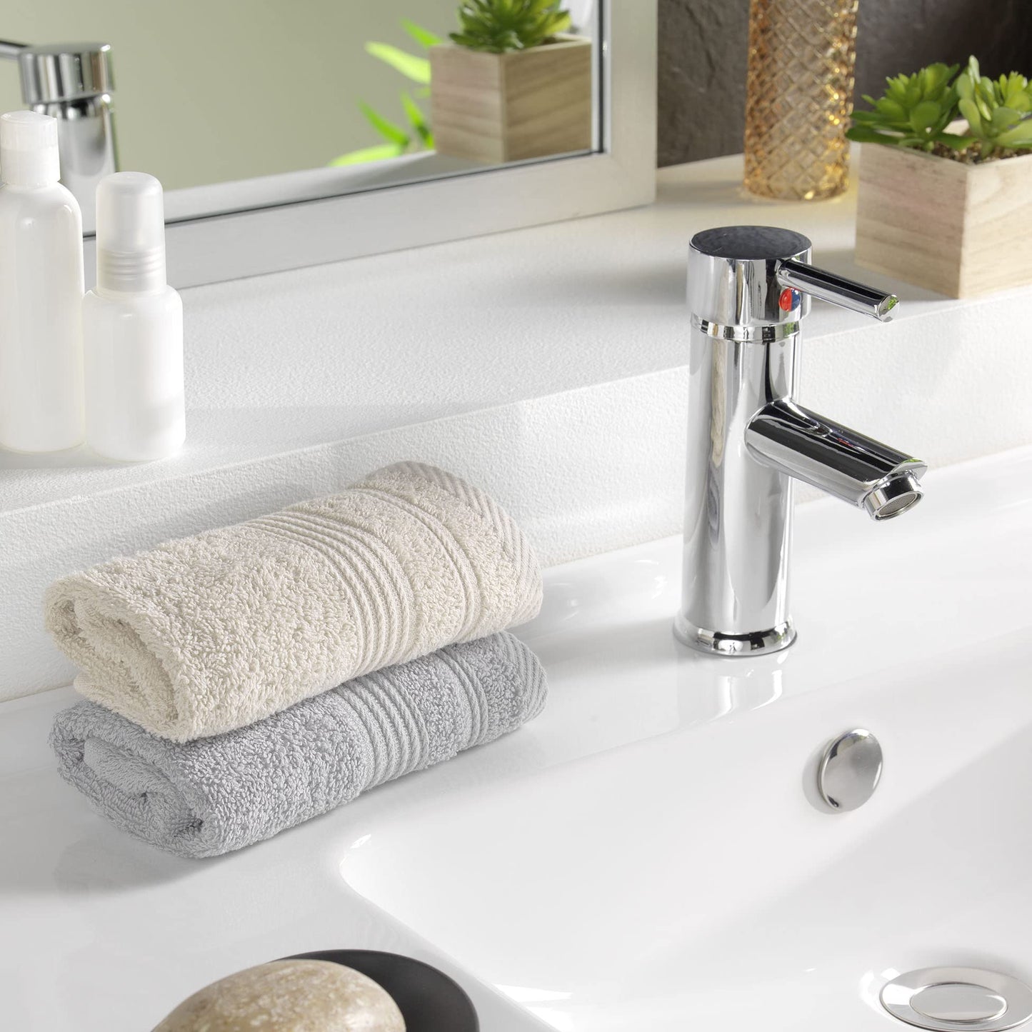 Douceur d'Intérieur, Tendresse Linen Guest Towel (30 x 50 cm) Plain Terry Cloth