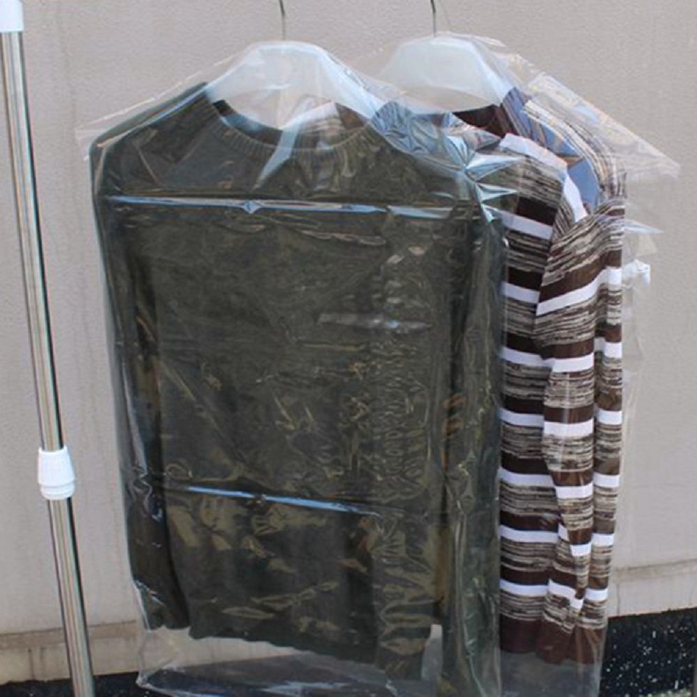 TININNA Pack of 20 Transparent Plastic Clothes Cover, Dustproof Garment Cover, Size 90 x 60cm, Zipper Closure