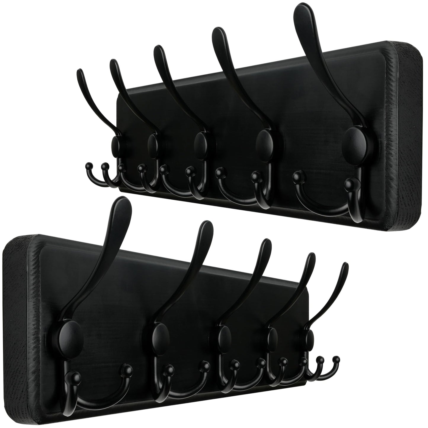 WEBI Coat Rack Wall Mounted,Wood Coat Hooks Wall Mounted Rustic,16" Hole to Hole,Large Coat Hanger Wall,Hook Rack,5 Triple Hooks for Hanging