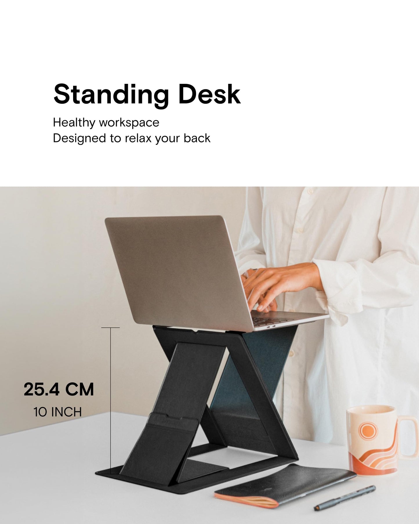 MOFT Z Laptop Stand for Desk, Slim Adjustable Laptop Riser Foldable Laptop Holder, 4 Sitting Modes, Compatible with Most Laptops Up to 17"