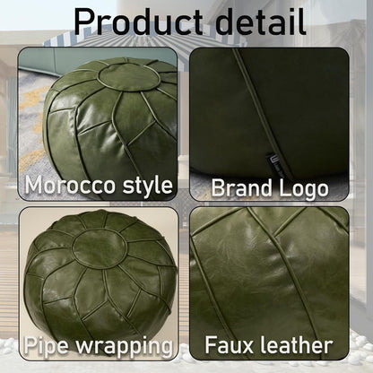 Louis Donné Premium Artisanal Leather Pouffe, Handmade Unstuffed Ottoman Round Pouf Cover, Footstool, Round Pouffe Foot Stool Floor Cushion… lvse109