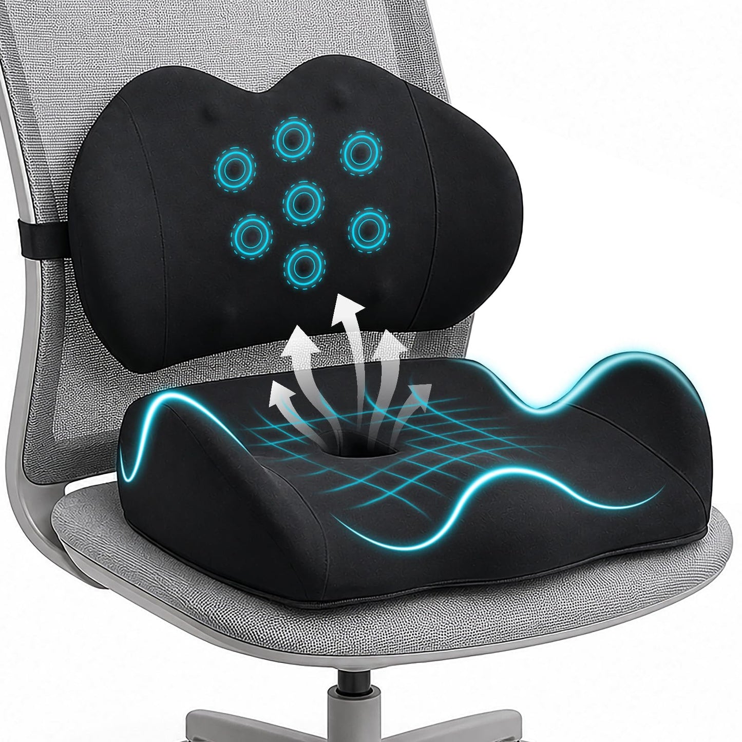 BRO Ergonomic Memory Foam Coccyx Cushion and Lumbar Support Cushion