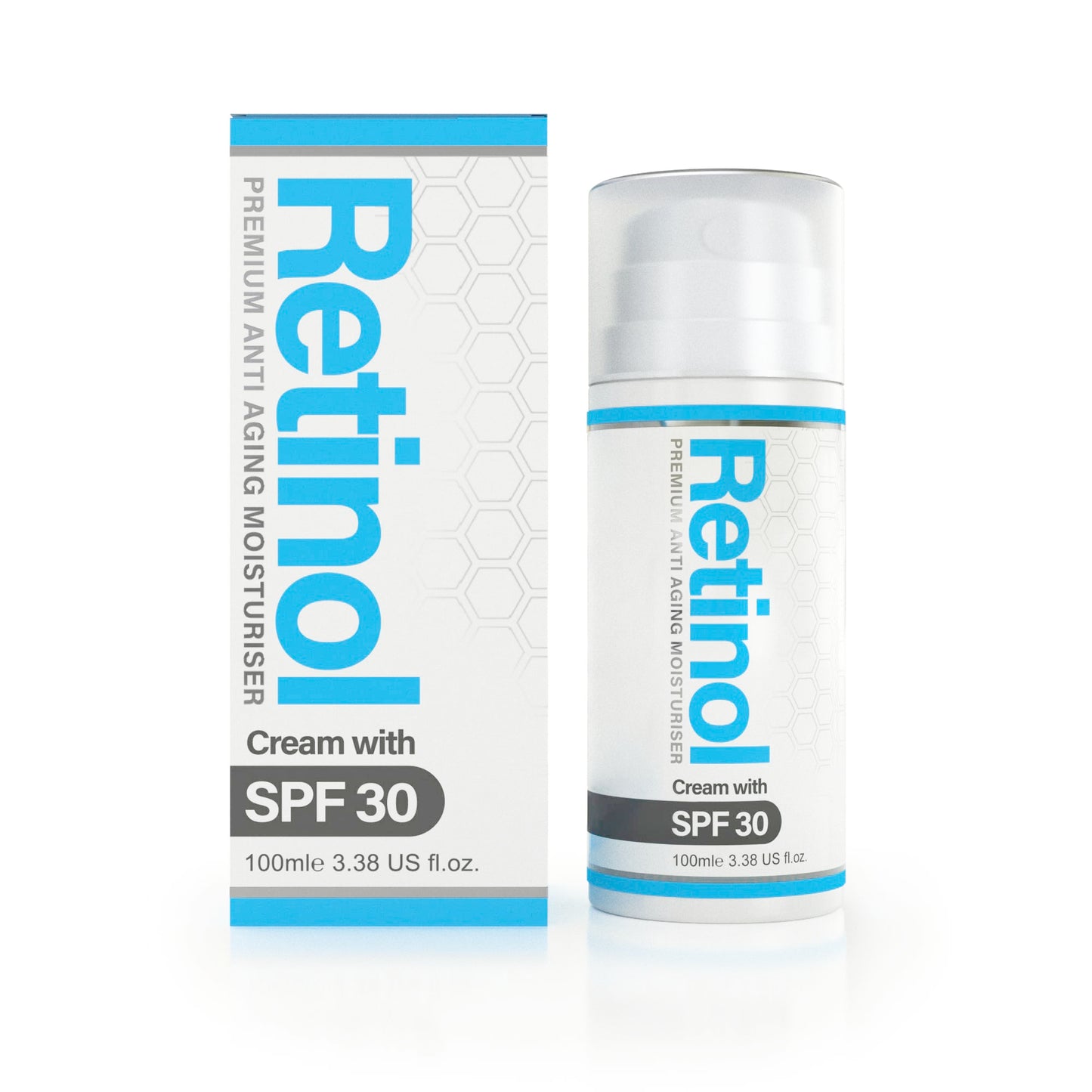 Retinol Cream with SPF30 - (Double Size) 100ml | Made in the UK - Anti Aging Face Cream for Day or Night, Vitamin A & E | Cruelty Free