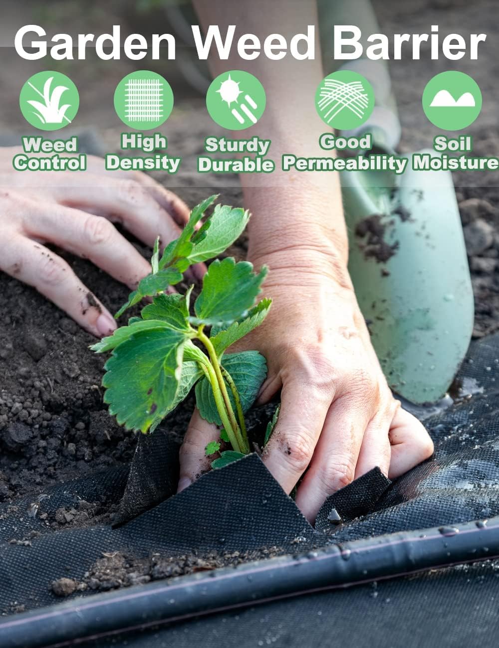 wohohoho 6.6ft x 82ft Weed Control Membrane, 2m x 25m Garden Weed Membrane Heavy Duty Landscape Weed Control Fabric, 3.2oz Weed Suppressant Membrane