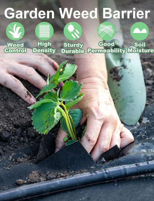 wohohoho 6.6ft x 82ft Weed Control Membrane, 2m x 25m Garden Weed Membrane Heavy Duty Landscape Weed Control Fabric, 3.2oz Weed Suppressant Membrane