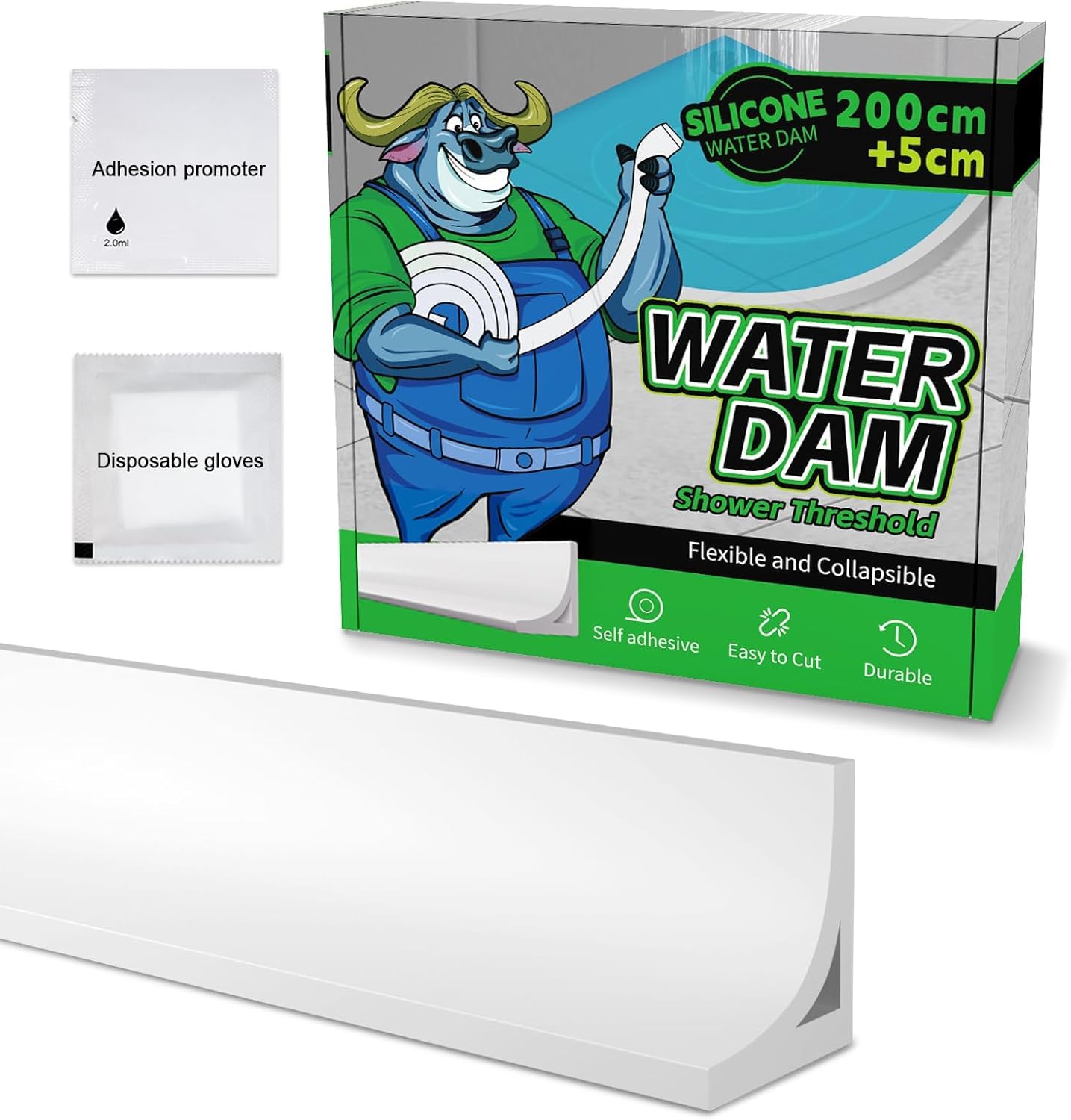 ALITAIYI Wet Room Floor Barrier for Shower,Self-Adhesive Shower Threshold Water Barrier,Collapsible Silicone Shower Tray Sealing Strip Water