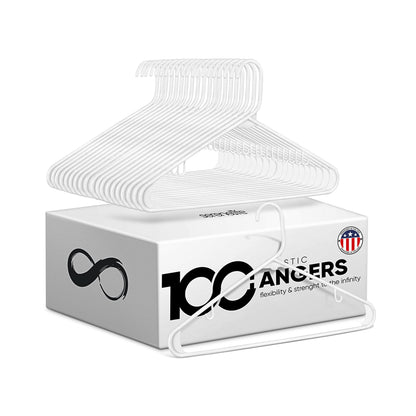 SereneLife, Plastic Coat Hangers, White Plastic Hangers, Plastic Hangers 100 Pack, Heavy Duty Clothes Hangers, Non-slip plastic Hangers for Clothes
