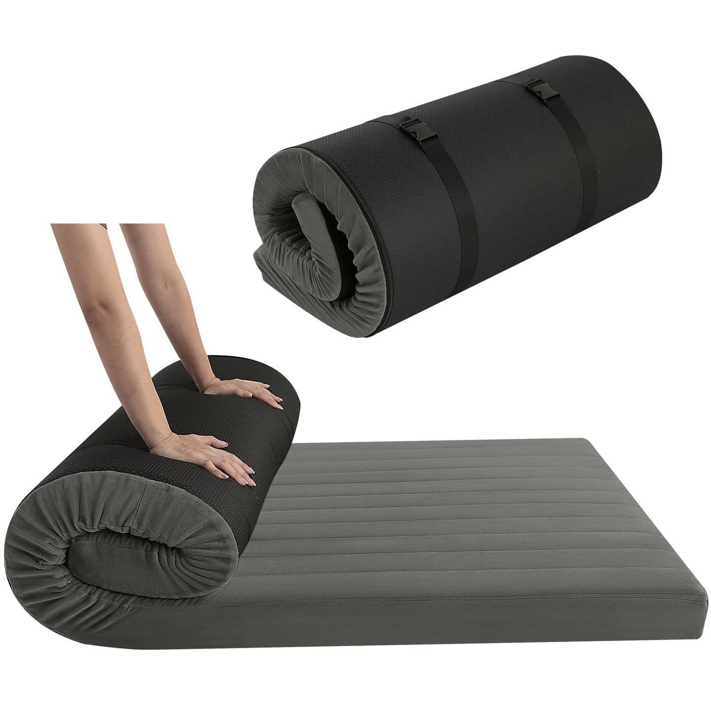 MeMoreCool Roll Up Floor Mattress Small Single 190x75cm, Dark Gary