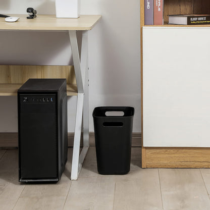UUJOLY Plastic Trash Can Wastebasket, Garbage Container Basket for Bathrooms, Kitchens, Offices, Kids Rooms, Black, 3.5 Gallon, 2 Pack