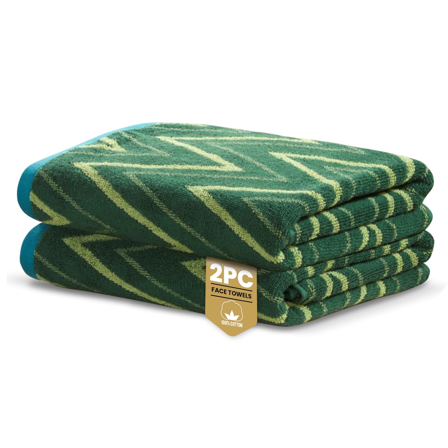 Rapport Home Helix Face Towels 2 Pack, 30x30cm 100% Cotton - Moss Green
