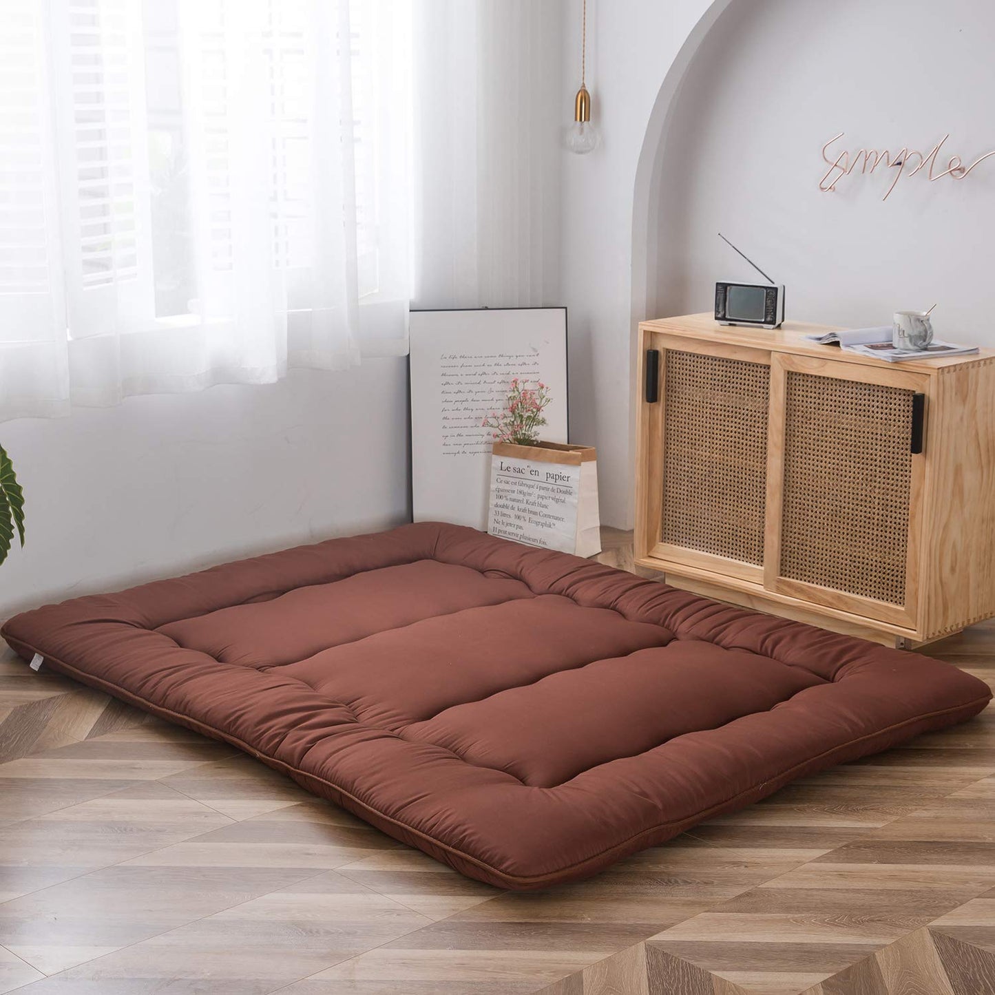 MAXYOYO Futon Mattress, Padded Japanese Floor Mattress Quilted Bed Mattress Topper