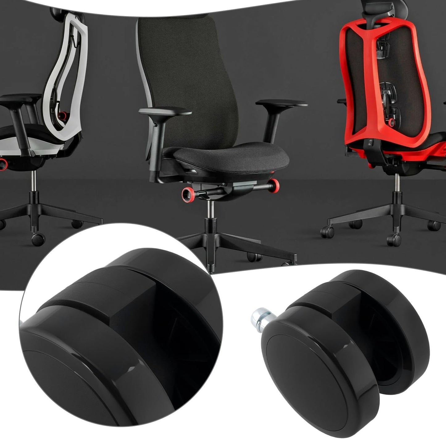 LT Easiyl 5PCS Soft Edge Casters Twin Wheel Non-Hooded