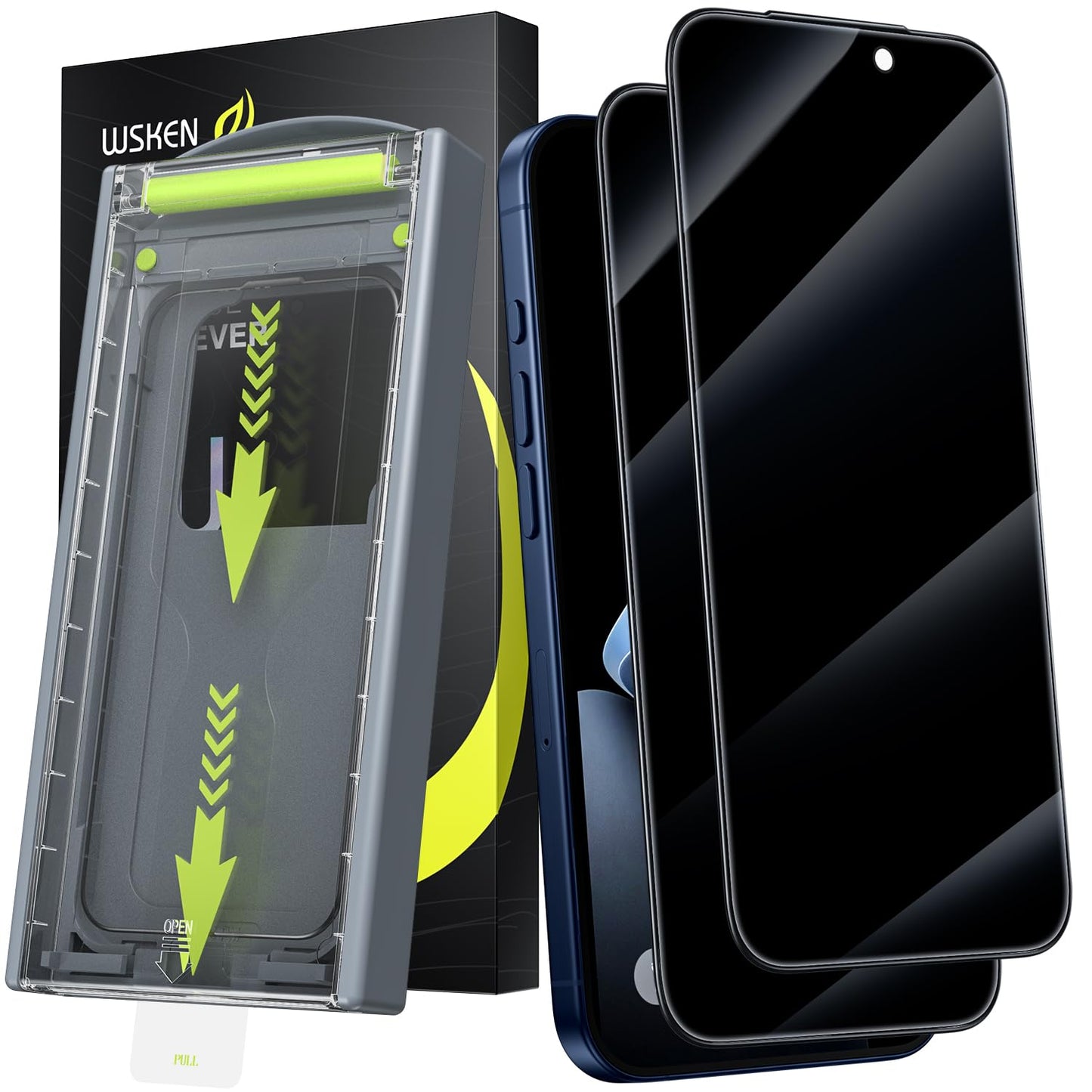 WSKEN for iPhone 17 Pro Privacy Screen Protector - [Auto Dust-Elimination] Case Friendly 24?Anti Spy 9H+ Tempered Glass, Anti Fingerprint,Bubble