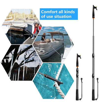 KOMCLUB Telescopic Boat Hooks for Docking, Boat Hook Floating Docking Pole, Luminous& Heavy-Duty Design, Rust-Resistant Fiberglass & Aluminum, Push