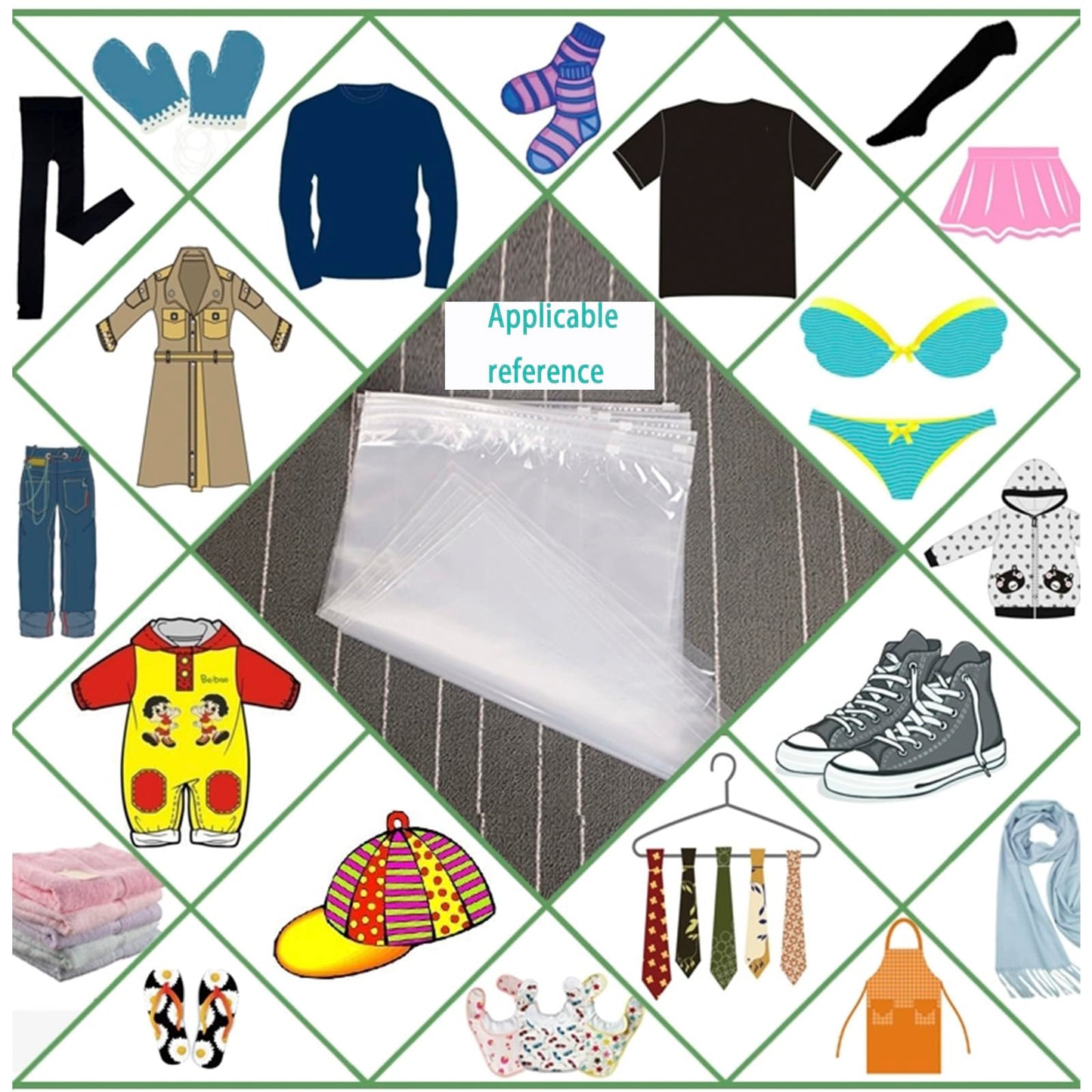 QISF 50 Pack Reusable Ziplock Bags for Clothes，40 x 30cm Large Plastic Hospital Bags，Travel Clothe Storage Bags，Clear Seal Bags Waterproof Luggage